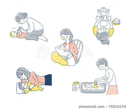Baby and mom various scene sets Baby and mom various scene sets 78850259