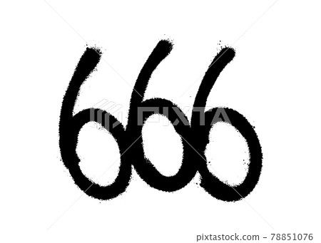 Sprayed 666 font graffiti with overspray in black over white. Vector illustration. 78851076