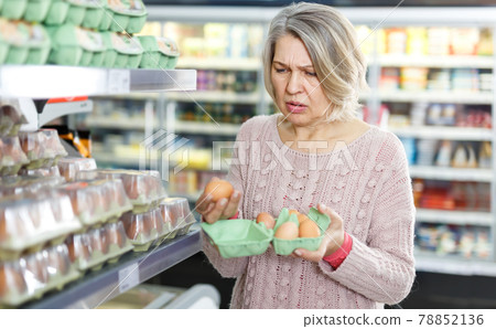 Woman expressing dissatisfaction of eggs 78852136
