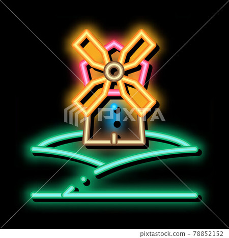 windmill in meadow neon glow icon illustration windmill in meadow neon glow icon illustration 78852152