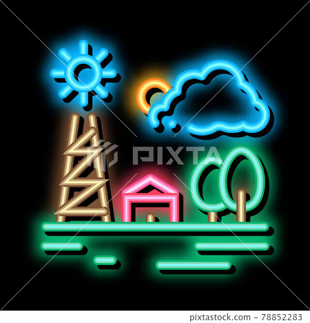 communication tower in village neon glow icon illustration communication tower in village neon glow icon illustration 78852283