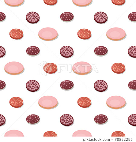 Sausage slice snack. Vector ill Seamless pattern 78852295