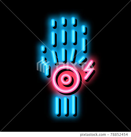 arthritis of wrist neon glow icon illustration 78852454