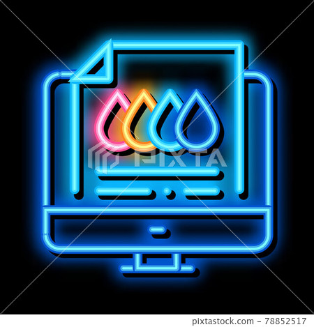 printed sheet in computer neon glow icon... - Stock Illustration ...