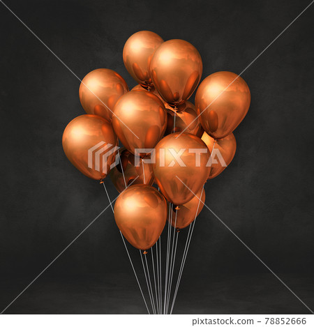 Copper balloons bunch on a black wall background 78852666