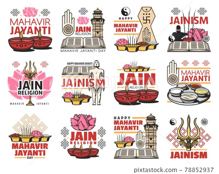 Jaininsm religion, jain symbols and festival icons 78852937