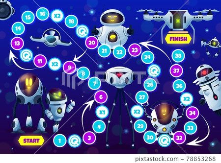 Kids game with robots and droids, step boardgame 78853268
