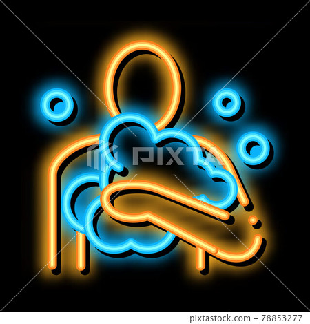 man in soap suds neon glow icon illustration 78853277