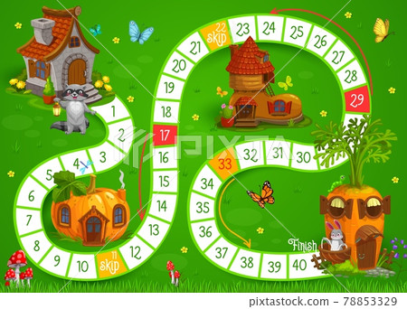 Cartoon animals and fairy houses, kids boardgame 78853329