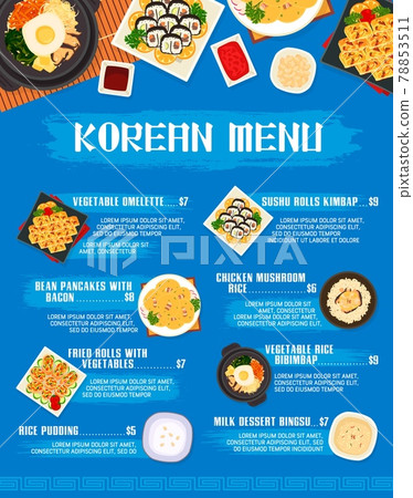 Korean cuisine vector menu template meals of Korea Korean cuisine vector menu template meals of Korea 78853511