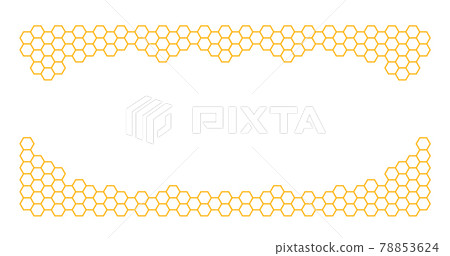 Orange border of geometric hexagons. Symbolizing the honeycomb. 78853624
