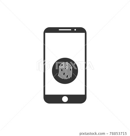 Smartphone password icon. Fingerprint icon. Vector illustration, flat design. 78853715