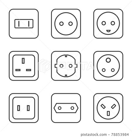 Electrical outlet type. Socket icon. Vector illustration, flat design. 78853984