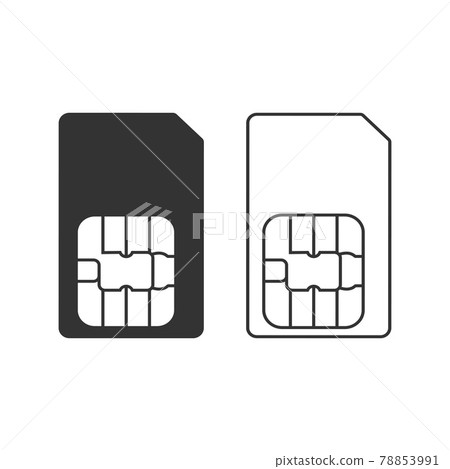 SIM card icon. Vector illustration, flat design. SIM card icon. Vector illustration, flat design. 78853991