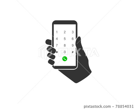 Keypad, smartphone in hand icon. Vector illustration, flat design. 78854031