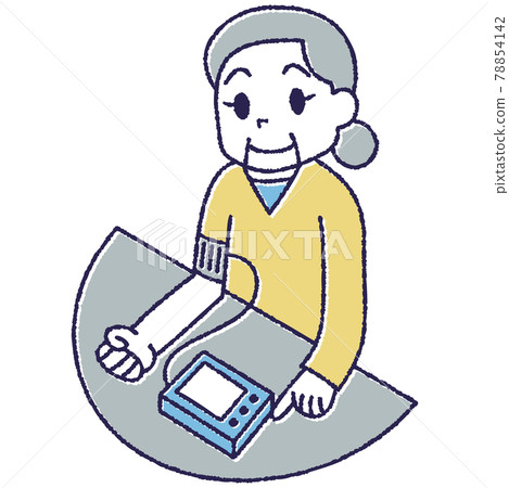 Grandmother measuring blood pressure 78854142