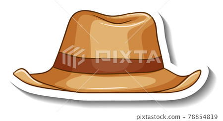 A sticker template with a panama hat isolated 78854819