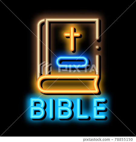 holy bible of christians neon glow icon illustration 78855150