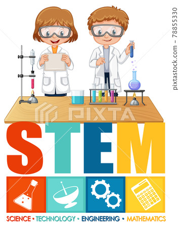 Scientist kids cartoon character with STEM education logo Scientist kids cartoon character with STEM education logo 78855330
