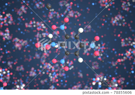 Tetryl molecule made with balls, scientific molecular model. Chemical 3d rendering 78855606