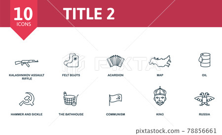 Russia icon set. Contains editable icons russia theme such as bear, kokoshnik, putin and more. 78856661