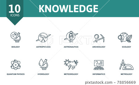 Knowledge icon set. Contains editable icons science theme such as biology, astronautics, ecology and more. Knowledge icon set. Contains editable icons science theme such as biology, astronautics, ecology and more. 78856669