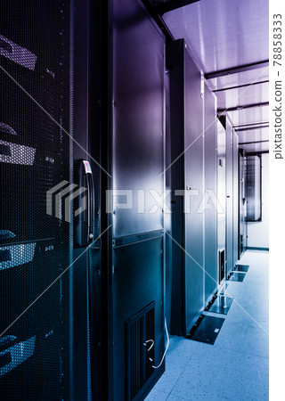 row of sever racks with perspective projection 78858333