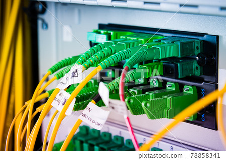 fiber optics cables connected to ports fiber optics cables connected to ports 78858341
