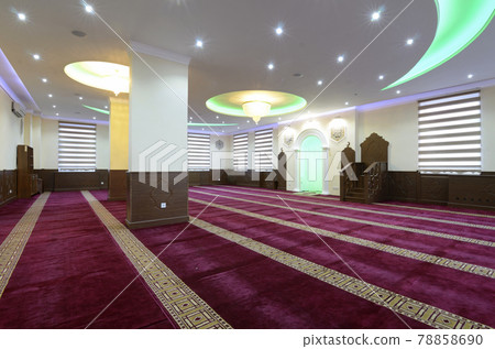 Hall for praying iwan of a mosque with minbar pulpit Hall for praying iwan of a mosque with minbar pulpit 78858690