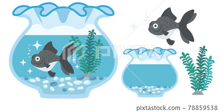 金魚（望遠鏡）和魚缸的插圖素材 78859538