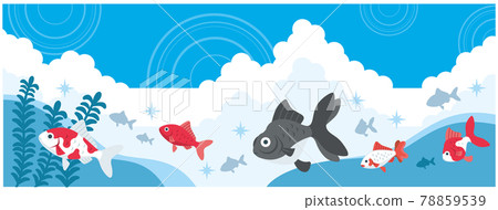 各種金魚和天空的插畫素材 78859539