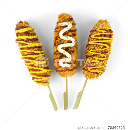 Cheese Corndog 3 Favourite Instant noodles, French fries Potato and Bread Crumbs Cheese Corndog 3 Favourite Instant noodles, French fries Potato and Bread Crumbs 78860523