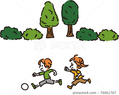 孩子們在公園裡打球的插圖 78861767