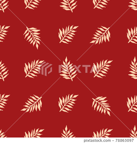 Red seamless pattern with branches. Bright ornament. 78863097