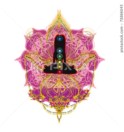 Girl sits and meditates,abstract card Girl sits and meditates,abstract card 78866045