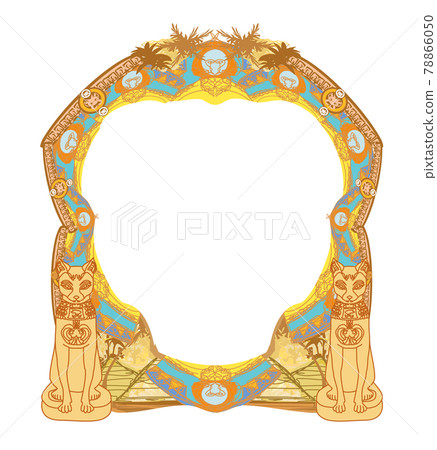 Stylized Egyptian cat , decorative frame Stylized Egyptian cat , decorative frame 78866050