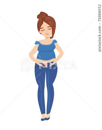 Fat woman trying to fasten her pants. Fat woman trying to fasten her pants. 78866052