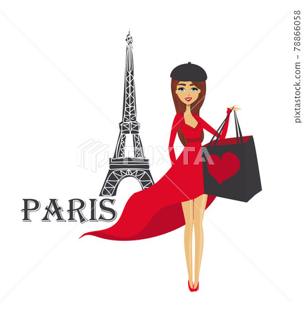 Beautiful elegant women Shopping in Paris - banner 78866058