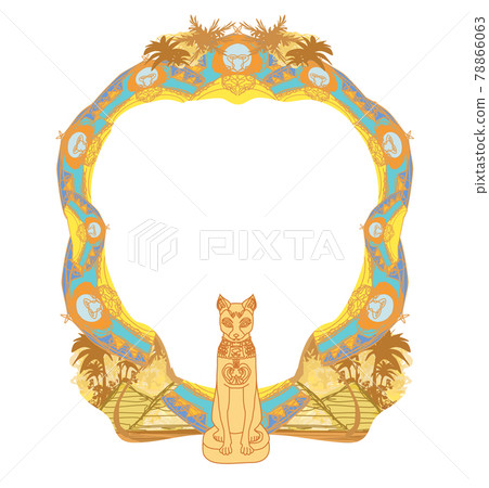 Stylized Egyptian cat , decorative frame Stylized Egyptian cat , decorative frame 78866063