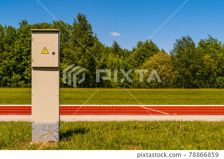 Electric high voltage cabinet at school stadium 78866859