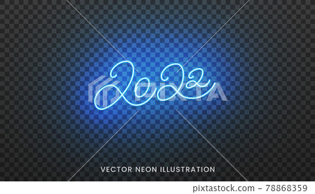 2022 neon sign. Bright blue script lettering for New Year 2022 2022 neon sign. Bright blue script lettering for New Year 2022 78868359
