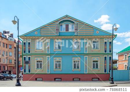 View of the colorful old tatar house at old Tatar Settlement. 78868511