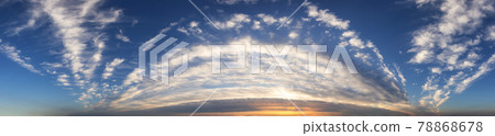 Beautiful Panoramic View of colorful cloudscape during dramatic sunset. 78868678