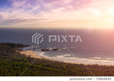 Aerial seascape view from an airplane on the Pacific Ocean West Coast 78868684