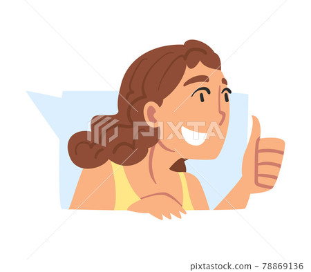Smiling Girl Doing Like Hand Gesture, Teenager Giving Thumb Up Showing her Approval Cartoon Vector Illustration Smiling Girl Doing Like Hand Gesture, Teenager Giving Thumb Up Showing her Approval Cartoon Vector Illustration 78869136