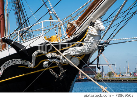Den Helder, the Netherlands. May 5, 2021. Old clipper moored at the quay of the former shipyard Willemsoord in Den Helder, the netherlands. 78869502
