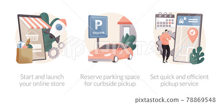 Online store pickup service abstract concept vector illustrations. 78869548
