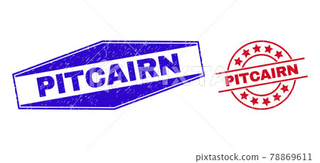 PITCAIRN Corroded Badges in Round and Hexagonal... - Stock Illustration ...