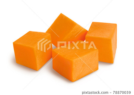 butternut squash diced isolated on white background with clipping path and full depth of field butternut squash diced isolated on white background with clipping path and full depth of field 78870039