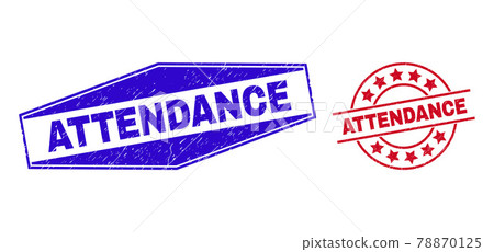 ATTENDANCE Unclean Stamp Seals in Circle and Hexagon Shapes ATTENDANCE Unclean Stamp Seals in Circle and Hexagon Shapes 78870125